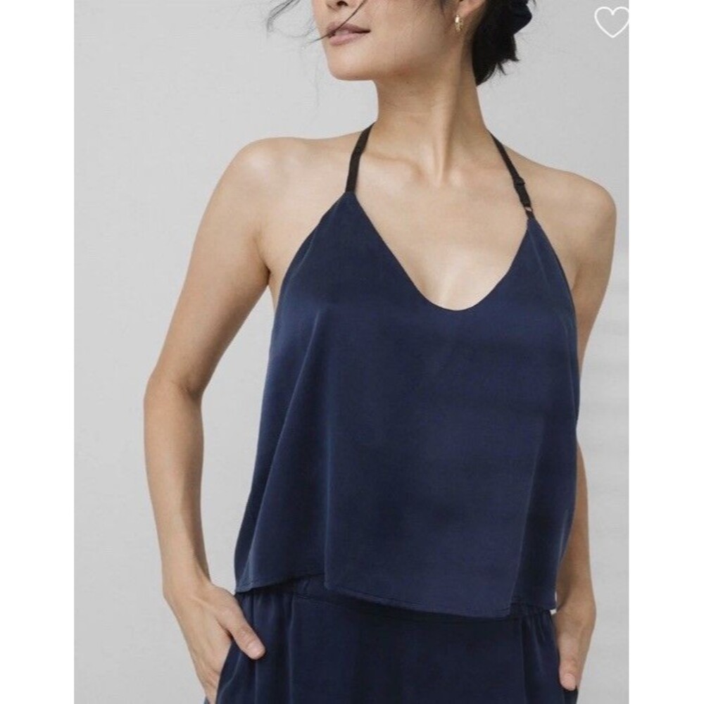 Lunya Washable Silk Cami Top Size Small Navy Blue 100% Mulberry Adjustable Sexy